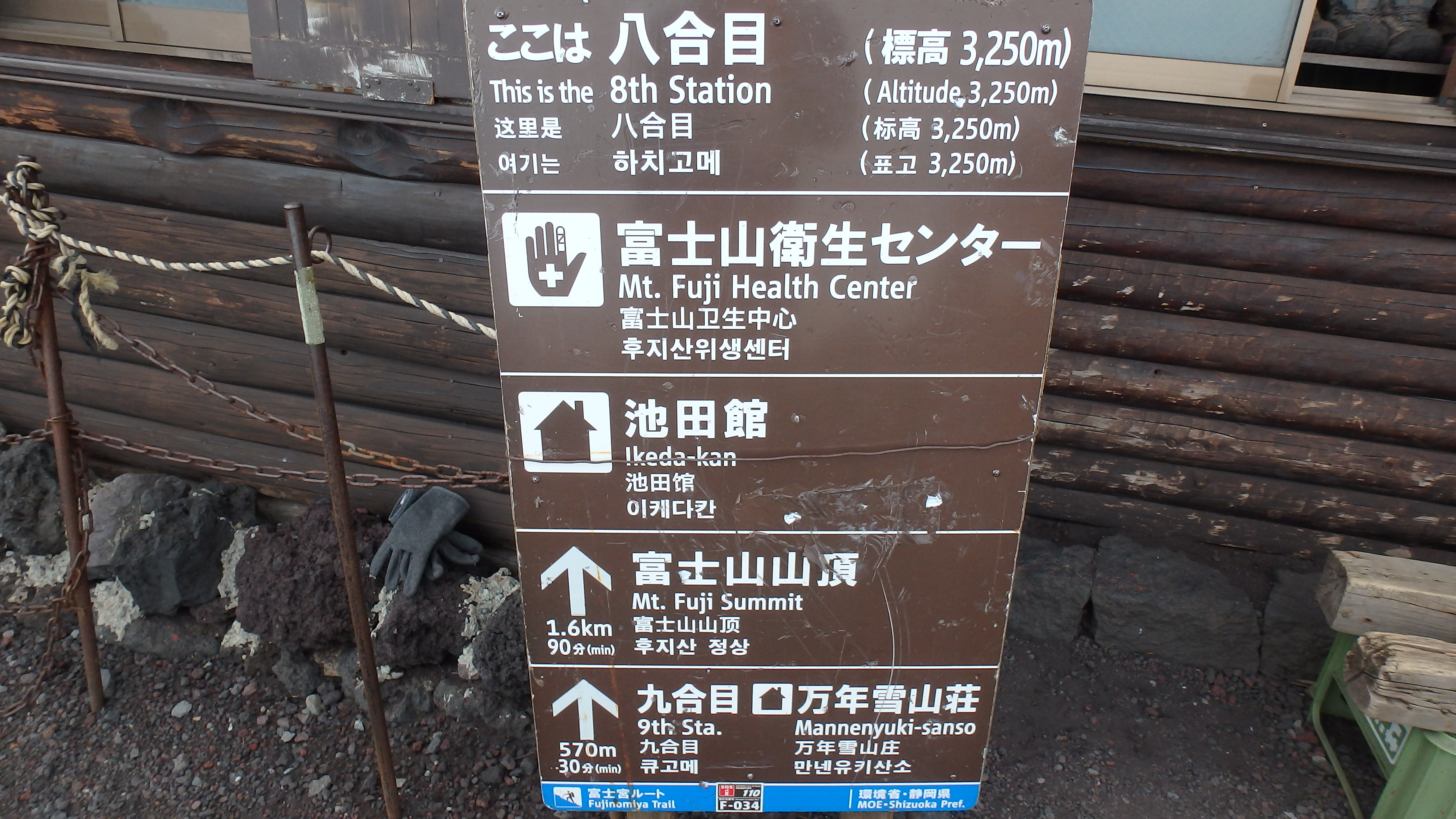 富士山　富士宮口　8合目　看板